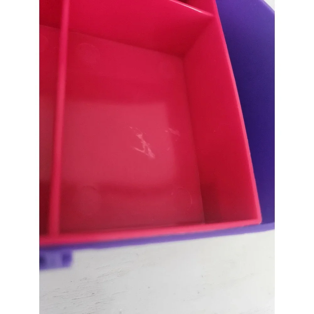 Vintage 90's Mini Organizer Jewelry Make-up Trinkets Pink And Purple‎